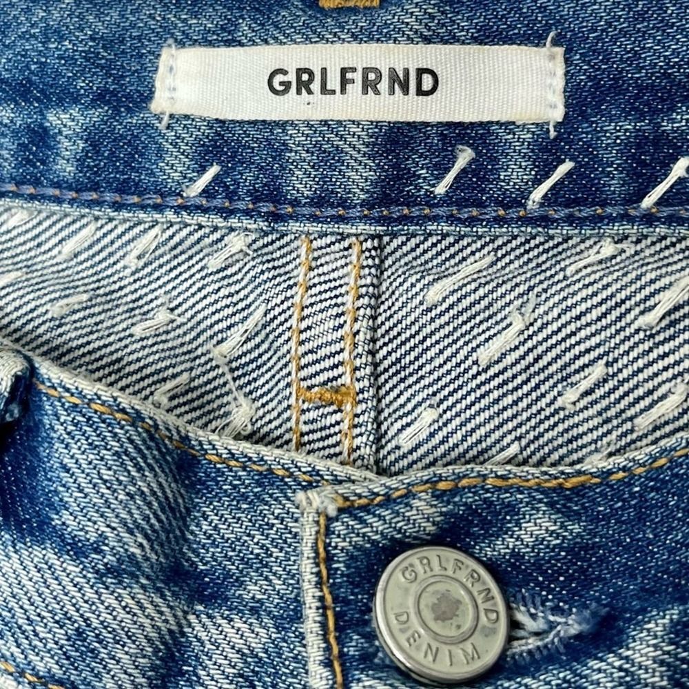 GRLFRND Helena Patchwork Jeans Lean On Me Embroidered Straight Leg Size 26 - Picture 8 of 14